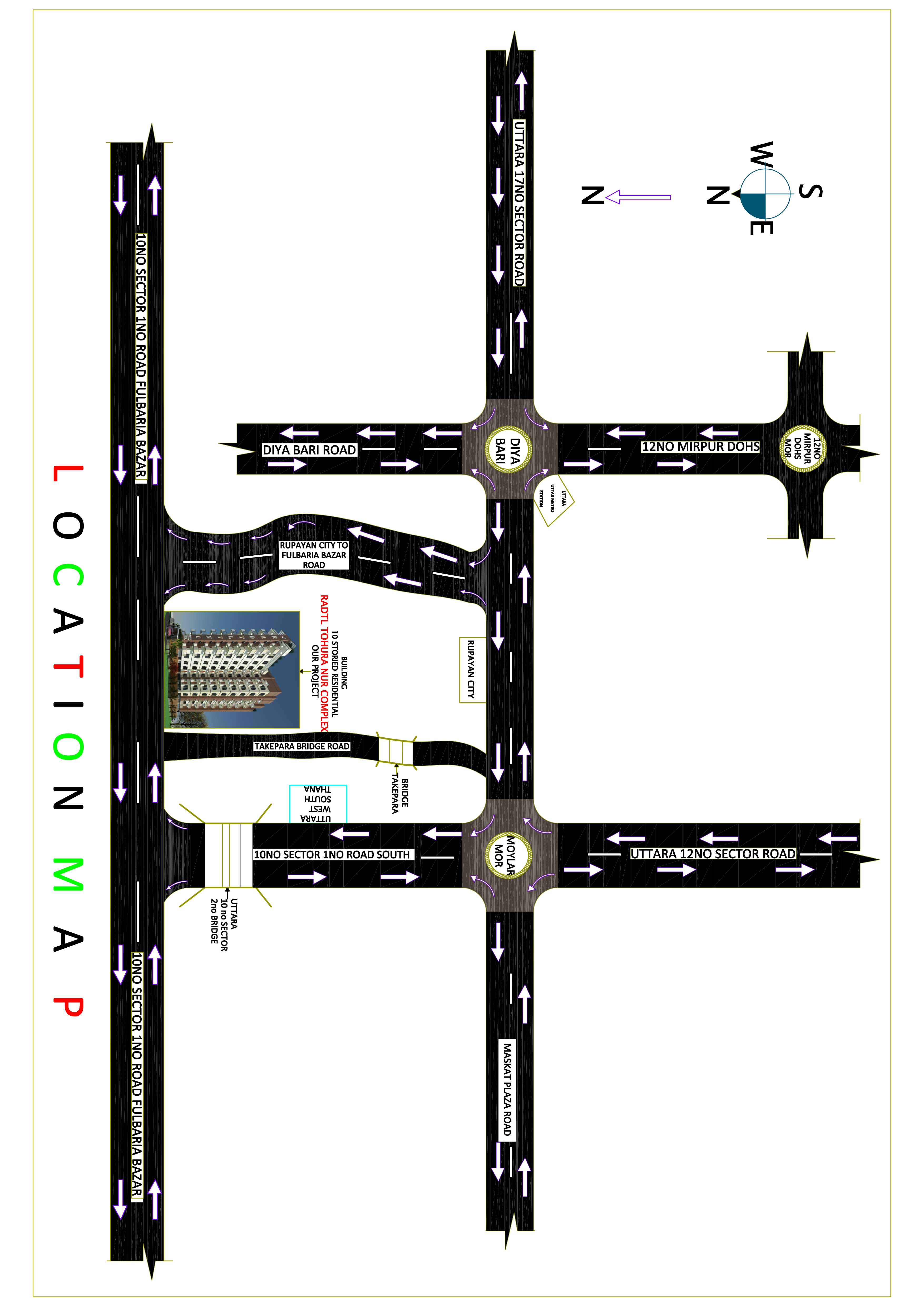 Route Direction to Radtl Tohura Nur Complex